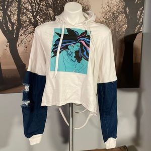 Graphic White Cropped Hoodie - 1X
